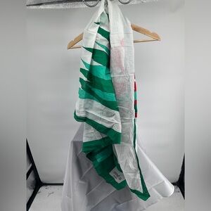 Gres Paris flower green white red and purple cotton scarf